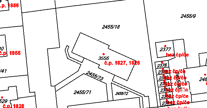 Choceň 1826,1827 na parcele st. 3556 v KÚ Choceň, Katastrální mapa