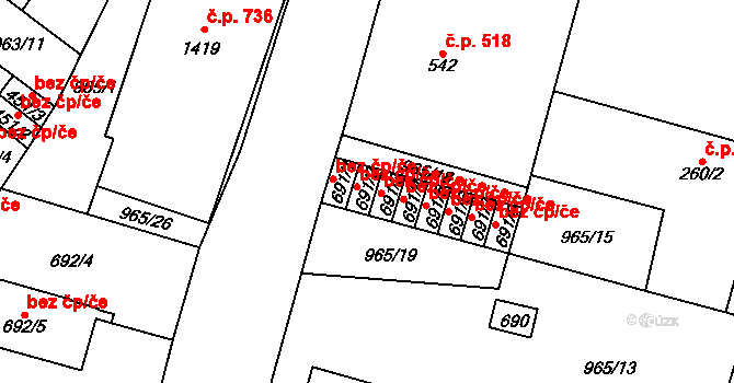 Mariánské Lázně 42301459 na parcele st. 691/2 v KÚ Mariánské Lázně, Katastrální mapa