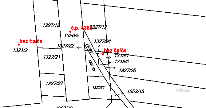 Kyjov 42457459 na parcele st. 1319/1 v KÚ Bohuslavice u Kyjova, Katastrální mapa