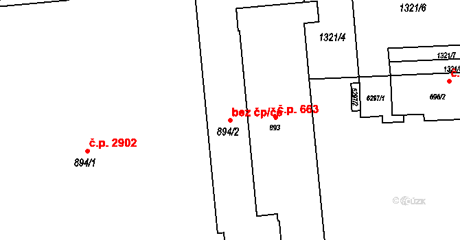 Rožnov pod Radhoštěm 43551459 na parcele st. 894/2 v KÚ Rožnov pod Radhoštěm, Katastrální mapa