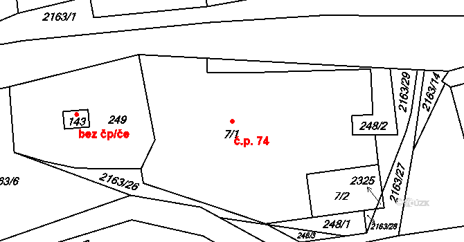 Bohdanovice 74, Jakartovice na parcele st. 7/1 v KÚ Bohdanovice, Katastrální mapa