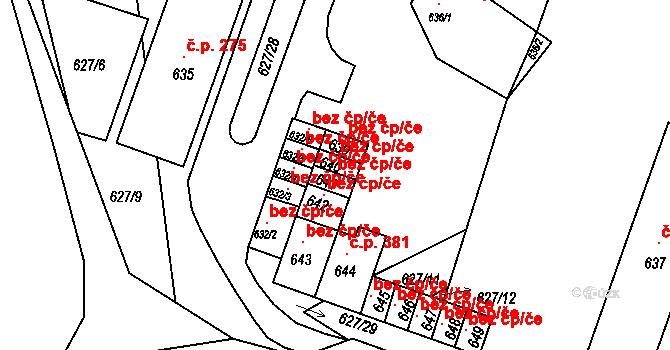Jince 44465459 na parcele st. 641 v KÚ Jince, Katastrální mapa