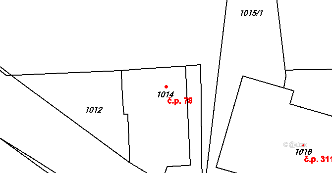 Komárov 78, Opava na parcele st. 1014 v KÚ Komárov u Opavy, Katastrální mapa