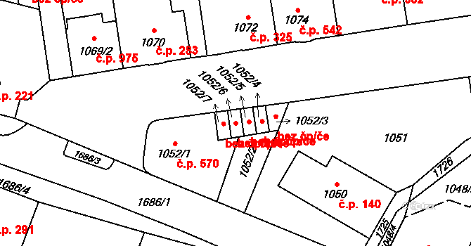 Hronov 46577459 na parcele st. 1052/6 v KÚ Hronov, Katastrální mapa