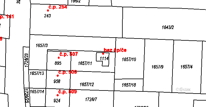 Borovany 46884459 na parcele st. 1114 v KÚ Borovany, Katastrální mapa