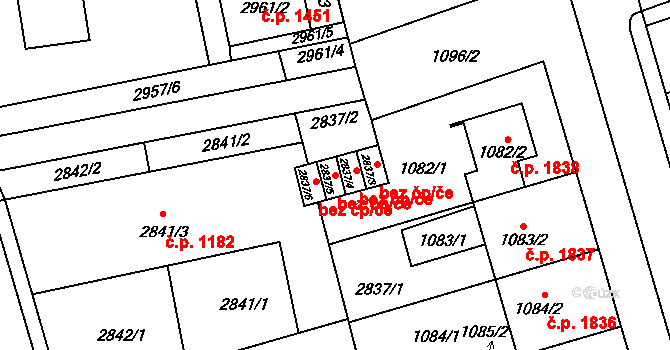 Holešov 47607459 na parcele st. 2837/5 v KÚ Holešov, Katastrální mapa