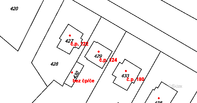 Bukovice 124, Jeseník na parcele st. 429 v KÚ Bukovice u Jeseníka, Katastrální mapa