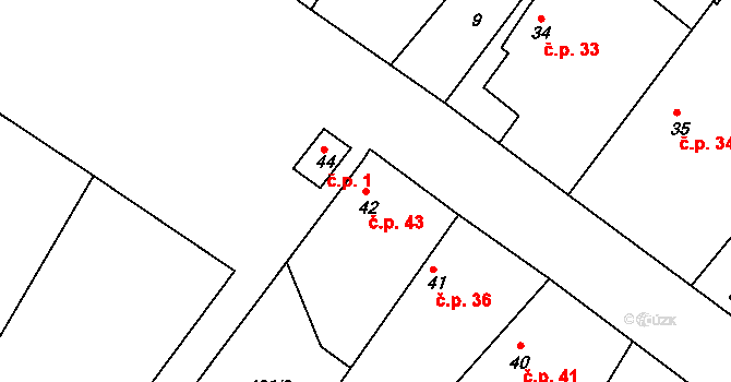 Nerad 43, Živanice na parcele st. 42 v KÚ Nerad, Katastrální mapa