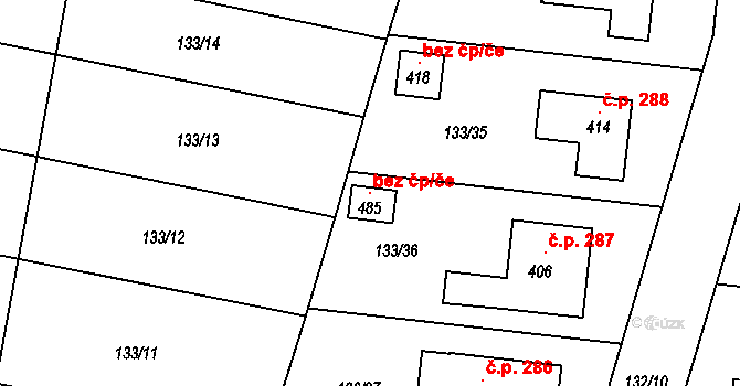 Martinice 96561459 na parcele st. 485 v KÚ Martinice u Holešova, Katastrální mapa