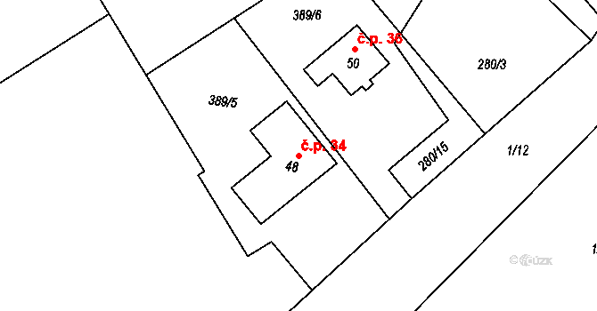 Chramostek 34, Lužec nad Vltavou na parcele st. 48 v KÚ Chramostek, Katastrální mapa