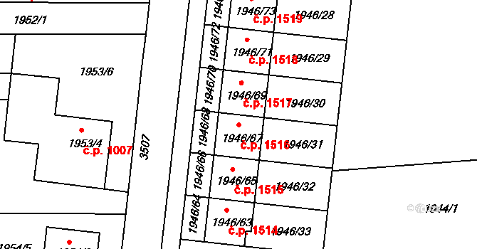 Holešov 1516 na parcele st. 1946/67 v KÚ Holešov, Katastrální mapa