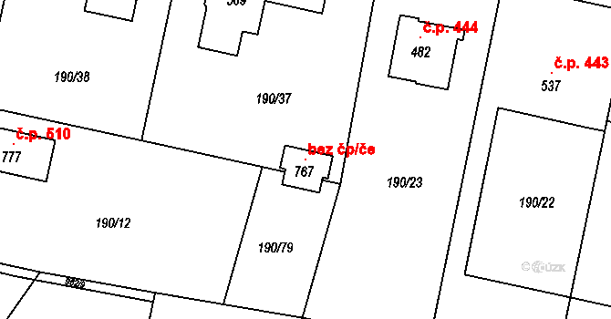 Rožďalovice 106426460 na parcele st. 767 v KÚ Rožďalovice, Katastrální mapa
