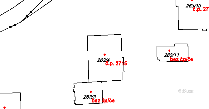 Znojmo 2715 na parcele st. 263/4 v KÚ Znojmo-Louka, Katastrální mapa