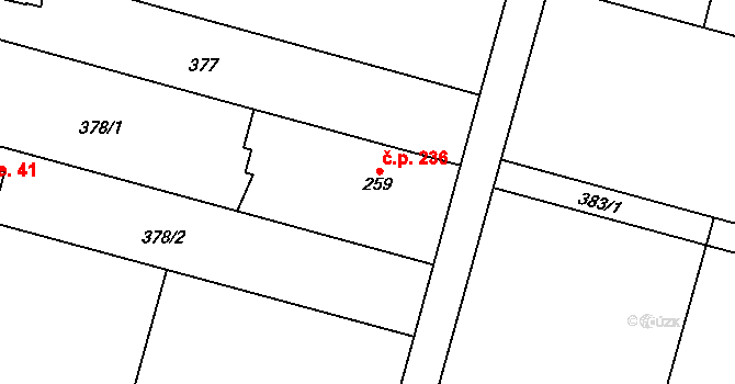 Přerov III-Lověšice 236, Přerov na parcele st. 259 v KÚ Lověšice u Přerova, Katastrální mapa