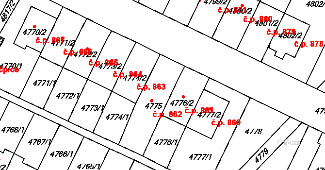 Žižkov 862, Kutná Hora na parcele st. 4775 v KÚ Kutná Hora, Katastrální mapa