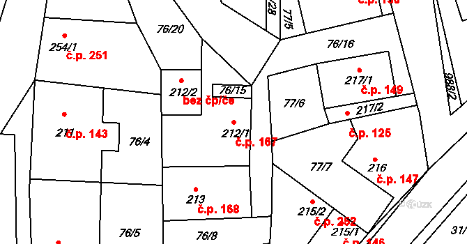 Žleby 167 na parcele st. 212/1 v KÚ Žleby, Katastrální mapa