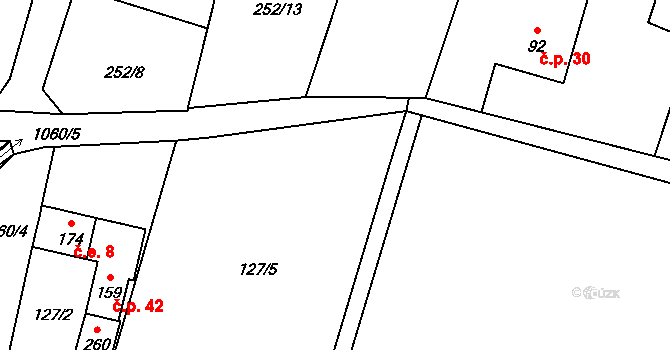 Barochov 9, Řehenice na parcele st. 127/5 v KÚ Malešín, Katastrální mapa