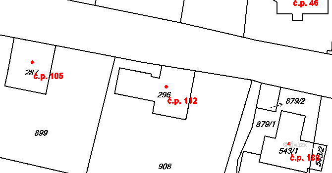 Maršovice 112 na parcele st. 296 v KÚ Maršovice u Jablonce nad Nisou, Katastrální mapa