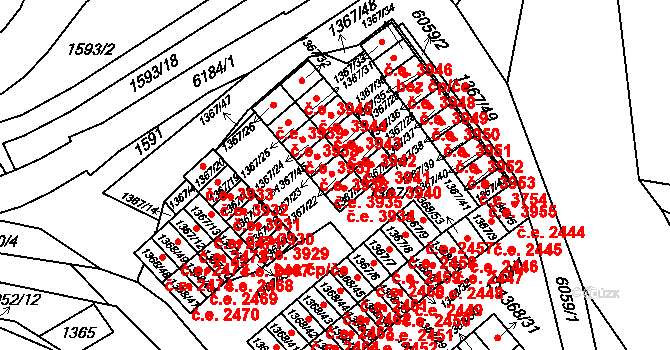 Jihlava 3935 na parcele st. 1367/22 v KÚ Jihlava, Katastrální mapa