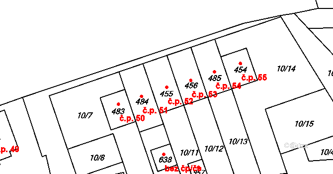 Husinec 52 na parcele st. 455 v KÚ Husinec u Řeže, Katastrální mapa