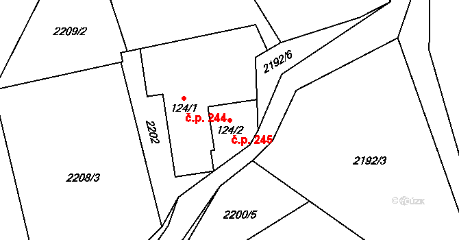Petrovice 245, Skorošice na parcele st. 124/2 v KÚ Petrovice u Skorošic, Katastrální mapa