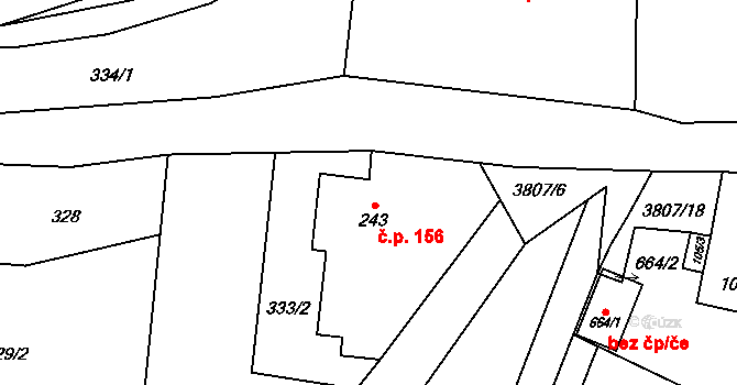 Boršov 156, Moravská Třebová na parcele st. 243 v KÚ Boršov u Moravské Třebové, Katastrální mapa
