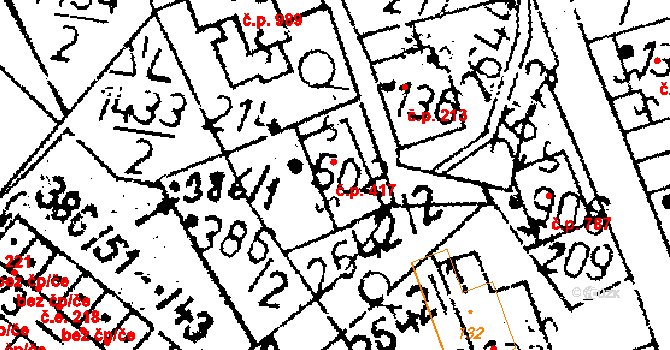 Kamenický Šenov 417 na parcele st. 502 v KÚ Kamenický Šenov, Katastrální mapa