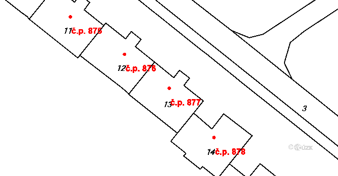 Lutyně 877, Orlová na parcele st. 13 v KÚ Horní Lutyně, Katastrální mapa
