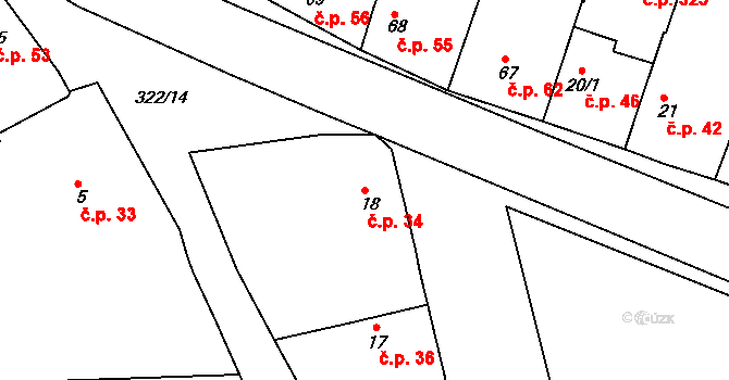 Litol 34, Lysá nad Labem na parcele st. 18 v KÚ Litol, Katastrální mapa