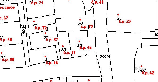 Vršovice 64 na parcele st. 2/1 v KÚ Vršovice u Loun, Katastrální mapa