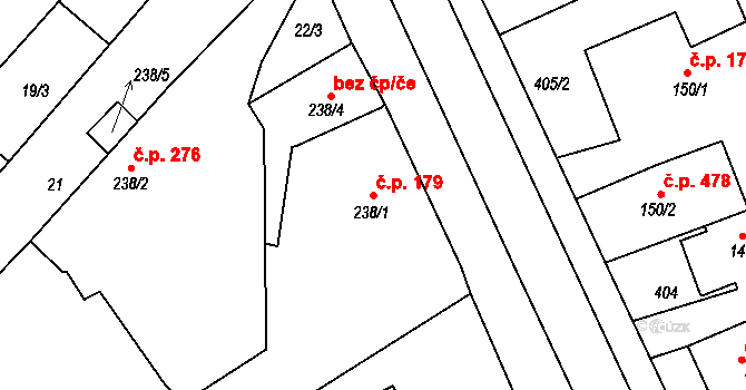 Černilov 179 na parcele st. 238/1 v KÚ Černilov, Katastrální mapa