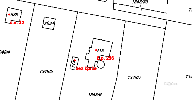 Božkov 226, Mnichovice na parcele st. 413 v KÚ Božkov u Mnichovic, Katastrální mapa