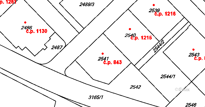 Nusle 843, Praha na parcele st. 2541 v KÚ Nusle, Katastrální mapa