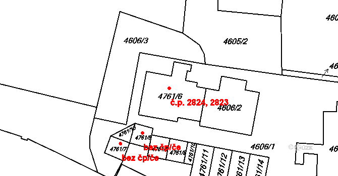 Smíchov 2823,2824, Praha na parcele st. 4761/6 v KÚ Smíchov, Katastrální mapa