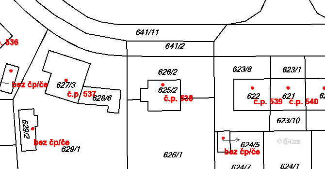 Sedlčany 538 na parcele st. 625/2 v KÚ Sedlčany, Katastrální mapa