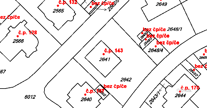 Liberec V-Kristiánov 143, Liberec na parcele st. 2641 v KÚ Liberec, Katastrální mapa