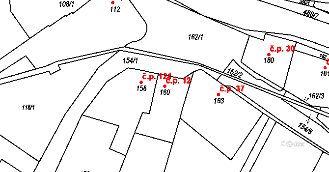 Kanice 12 na parcele st. 160 v KÚ Kanice, Katastrální mapa