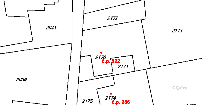 Louky 222, Karviná na parcele st. 2170 v KÚ Louky nad Olší, Katastrální mapa