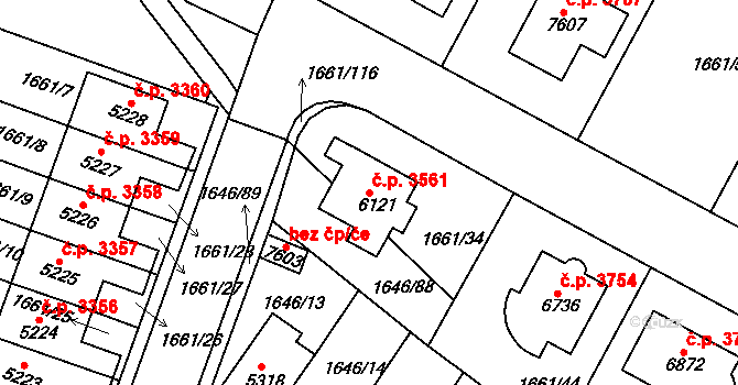 Havlíčkův Brod 3561 na parcele st. 6121 v KÚ Havlíčkův Brod, Katastrální mapa