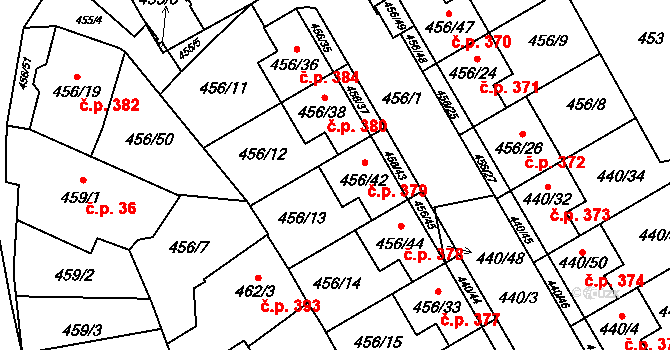 Oblekovice 379, Znojmo na parcele st. 456/42 v KÚ Oblekovice, Katastrální mapa