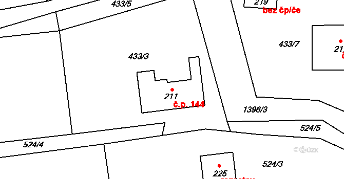 Nekmíř 144 na parcele st. 211 v KÚ Nekmíř, Katastrální mapa