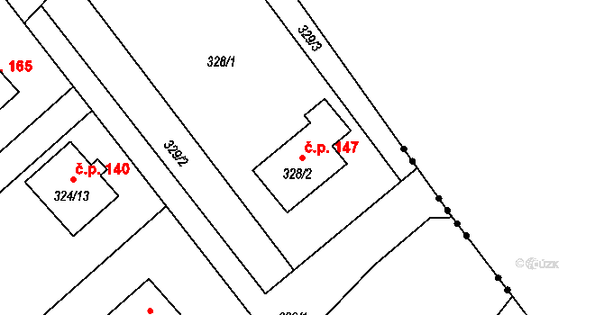 Mistřovice 147, Český Těšín na parcele st. 328/2 v KÚ Mistřovice, Katastrální mapa