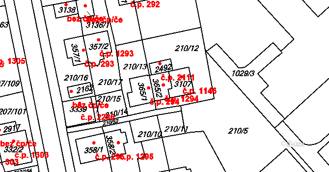 Sezimovo Ústí 1294 na parcele st. 365/2 v KÚ Sezimovo Ústí, Katastrální mapa