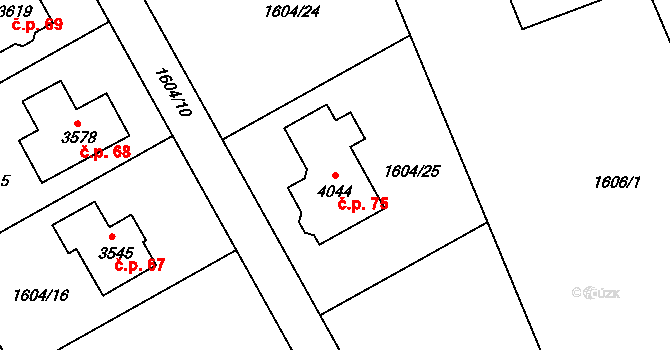 Soudná 75, Jičín na parcele st. 4044 v KÚ Jičín, Katastrální mapa