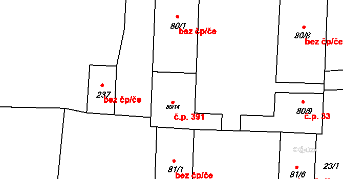 Drnovice 391 na parcele st. 80/14 v KÚ Drnovice, Katastrální mapa
