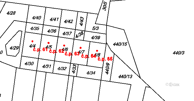 Pernek 65, Horní Planá na parcele st. 4/8 v KÚ Pernek, Katastrální mapa