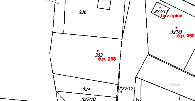 Lípa 268 na parcele st. 333 v KÚ Lípa nad Dřevnicí, Katastrální mapa