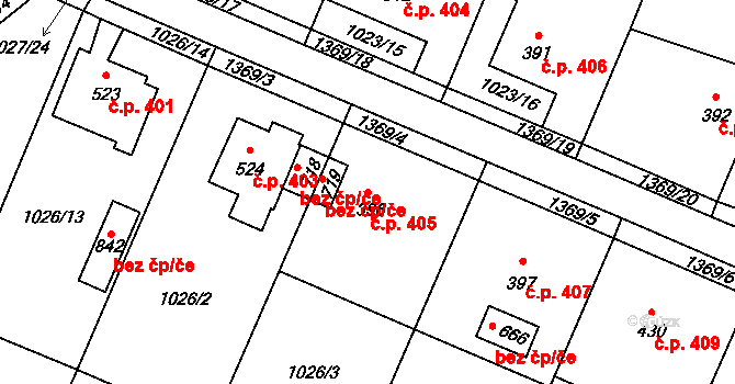 Kudlov 405, Zlín na parcele st. 396 v KÚ Kudlov, Katastrální mapa