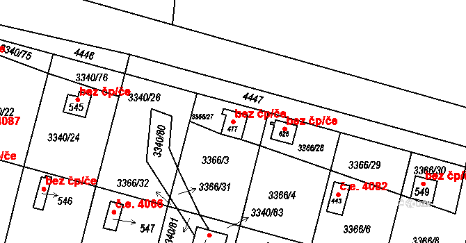 Moravská Třebová 41649460 na parcele st. 477 v KÚ Boršov u Moravské Třebové, Katastrální mapa