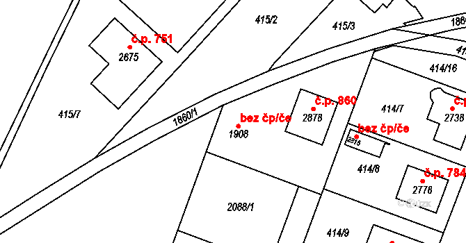 Hradec Králové 42471460 na parcele st. 1908 v KÚ Kukleny, Katastrální mapa